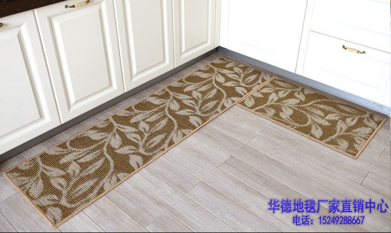 东方藤蔓柄で上品な新中式デザイン！洗える滑り止め付きキッチンマット