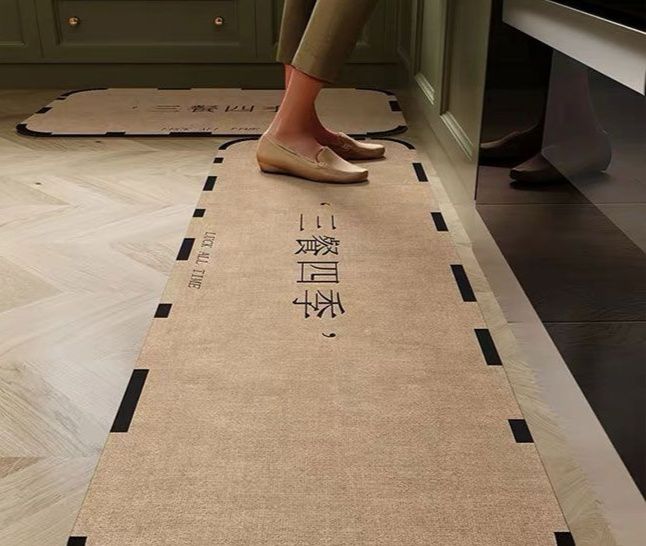 草編み素材で滑り止め付き！洗える北欧風キッチンマット多サイズ展開