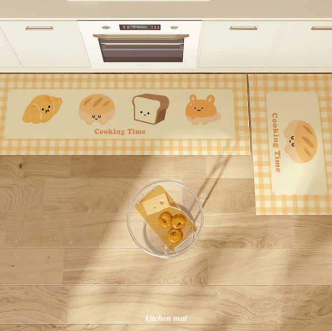 拭き取れるPVC素材で汚れに強い！滑り止め付きキッチンマット