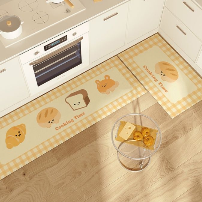 拭き取れるPVC素材で汚れに強い！滑り止め付きキッチンマット