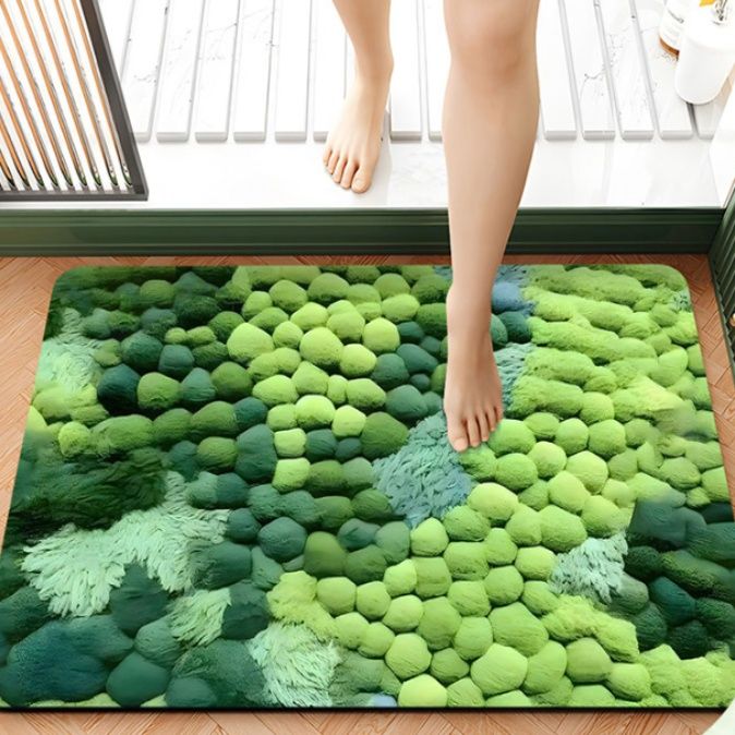 植物花柄がおしゃれ！珪藻土で吸水速乾・滑り止め付きキッチンマット