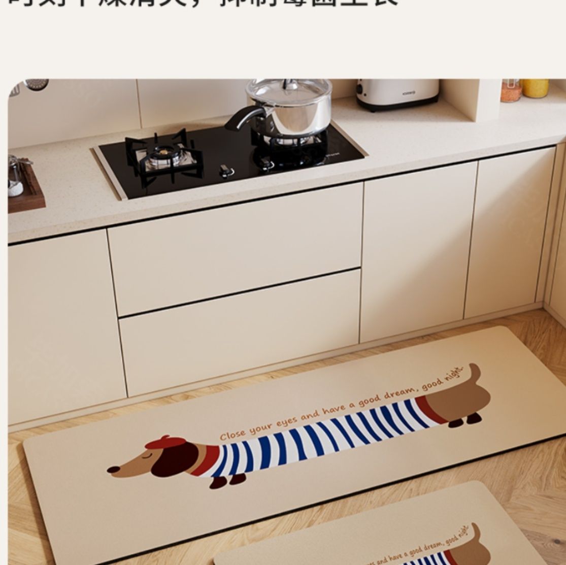 滑り止め付きで安心！洗える珪藻土素材のおしゃれキッチンマット