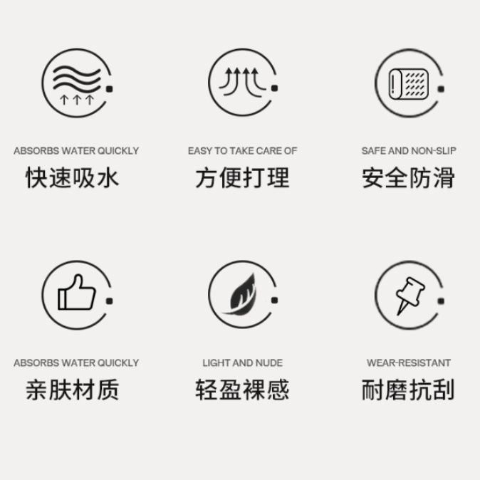 シンプルなキッチン用マット 吸水性抜群 滑り止め機能付き おしゃれなデザイン