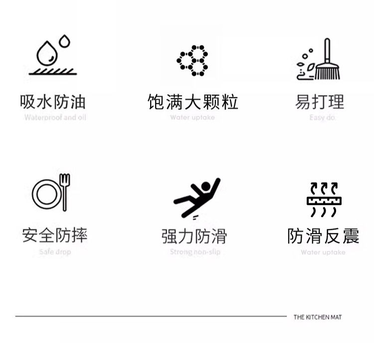 L字型キッチン用マット 防油防滑 掃除不要の新時代マット