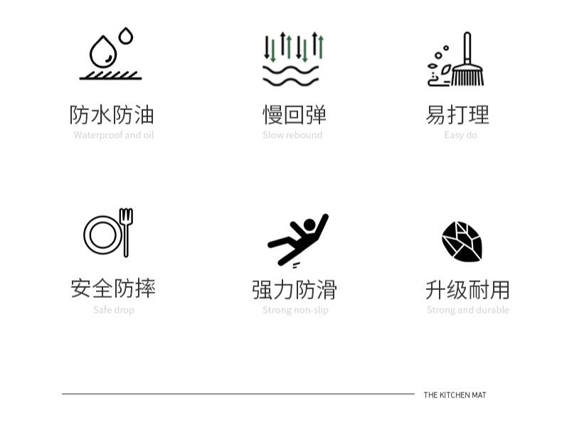滑り止め機能付きキッチンマット 吸水性抜群でお手入れ簡単 新作2023年モデル