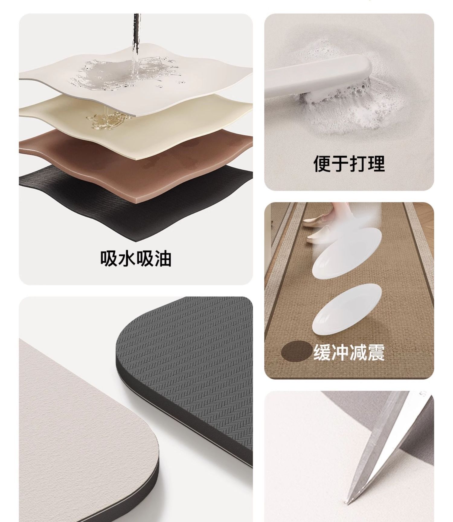 滑らず油も防ぐキッチン用マット家庭用耐汚れ進入口用2025年版長方形カーペット
