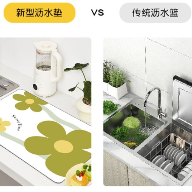 キッチンの必需品 デザイン性抜群の吸水マット 滑り止めと静音機能で安心料理