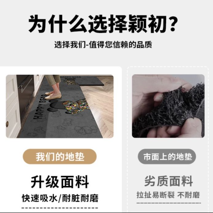キッチン専用黒マット 吸水吸油防滑でお手入れ簡単