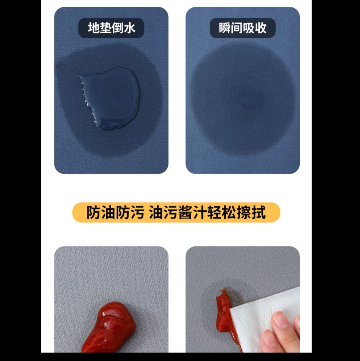 滑り止め機能付きキッチンマット 吸水性抜群でお手入れ簡単 おしゃれなデザイン