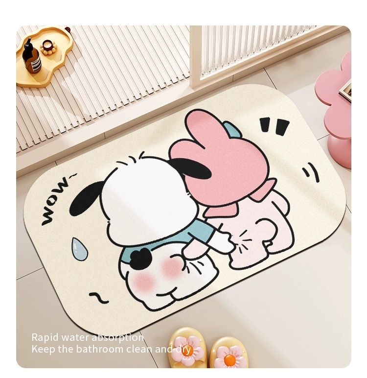 かわいいカートンデザインのキッチンとバスルーム用マット 吸水性抜群の防滑マット