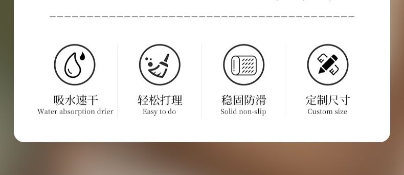 美式キッチン専用マット 防滑 防油 さらさら吸水 清潔感抜群