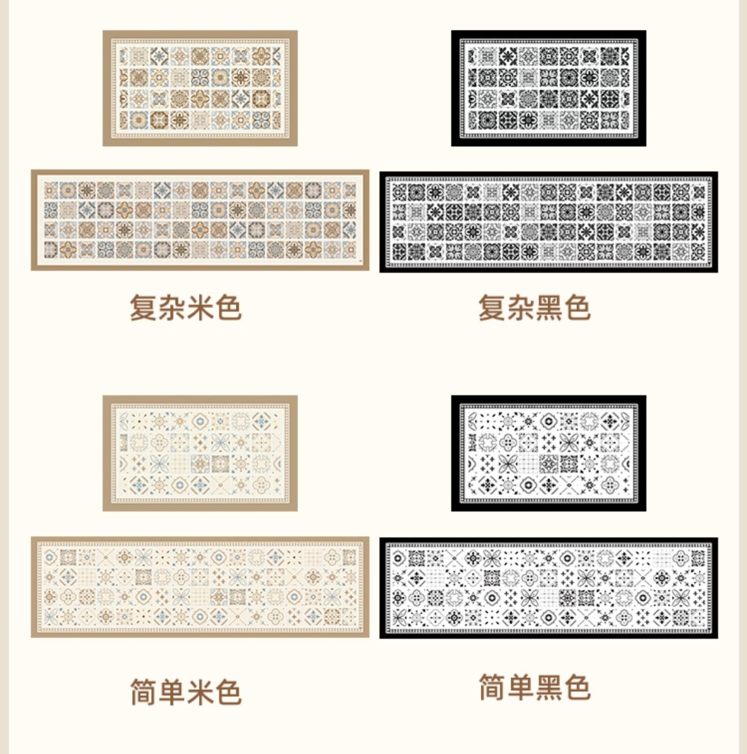 フランス風キッチン専用マット PVC製滑り止めオイル防止 耐久性抜群の防水マット