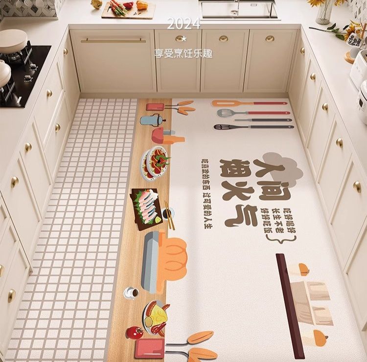 キッチン専用防滑マット2025年新作水拭き可能油汚れも安心