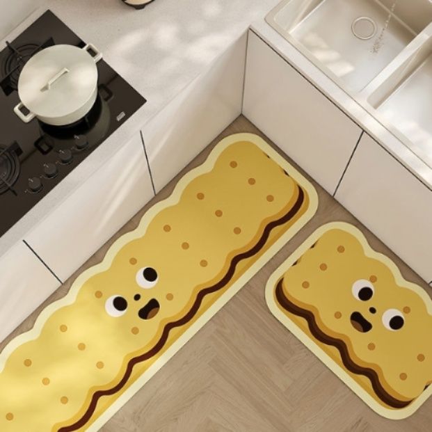 ユニークなキッチン用マット 防滑吸水でお手入れ簡単 家庭にぴったりなマット