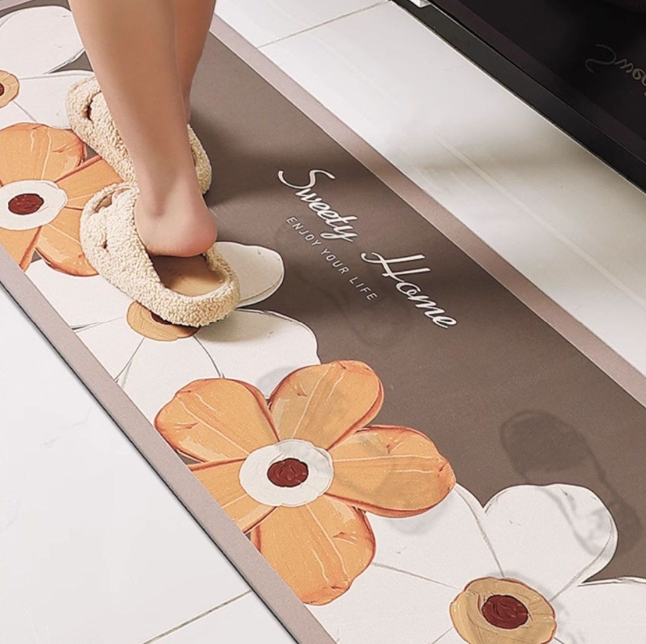 拭き取れて洗える！透明厚手3.5mmの撥水加工キッチンマット