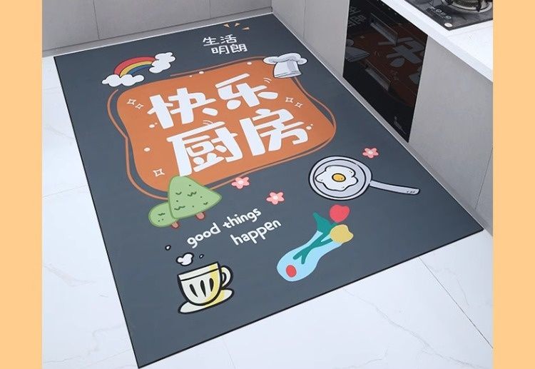 拭くだけ簡単お手入れ！撥水・防滑で北欧風おしゃれキッチンマット