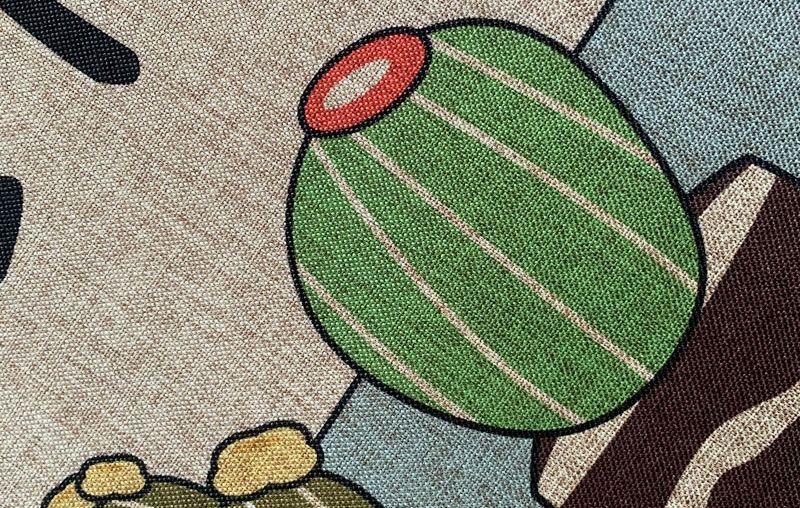 拭ける洗えるキッチンマット 格子柄で玄関にも使える防滑リネン素材