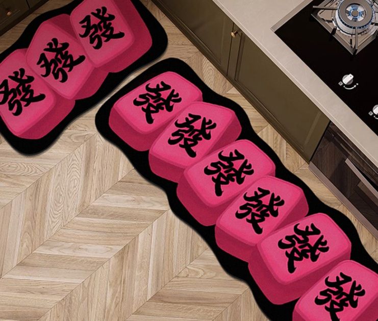 鮮やかなパンダ柄で汚れに強い拭ける滑り止めキッチンマット