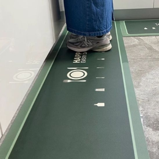 透明感あふれる北欧風！拭ける防水キッチンマット滑り止め付き洗濯機対応