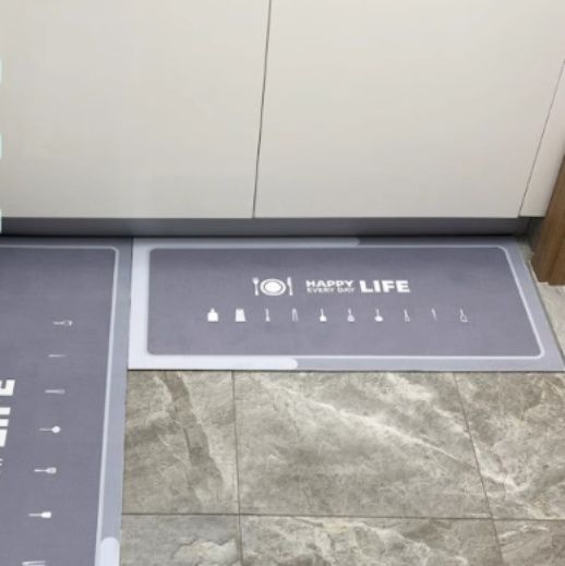 透明感あふれる北欧風！拭ける防水キッチンマット滑り止め付き洗濯機対応