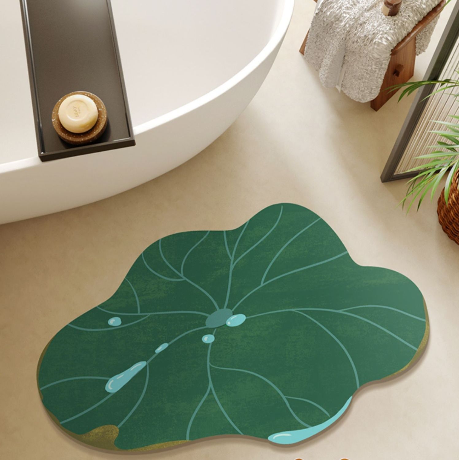 拭ける素材で清潔！バナナリーフ柄の北欧風おしゃれキッチンマット