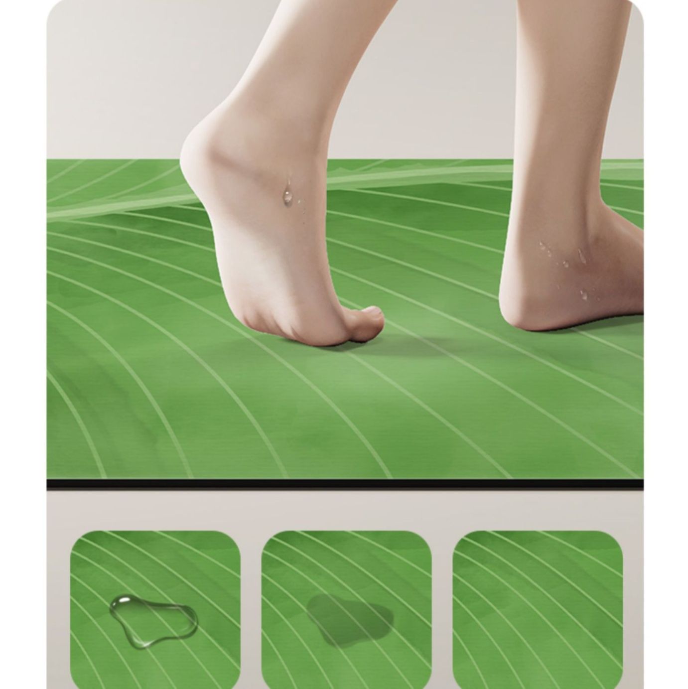 拭ける素材で清潔！バナナリーフ柄の北欧風おしゃれキッチンマット