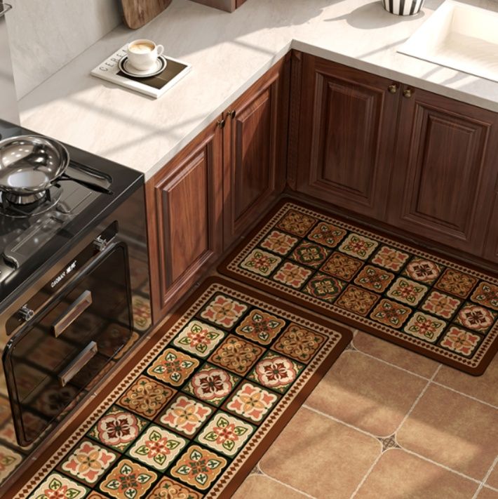 アメリカンヴィンテージの防滑吸水キッチンマット|手洗い可能で清潔長持ち