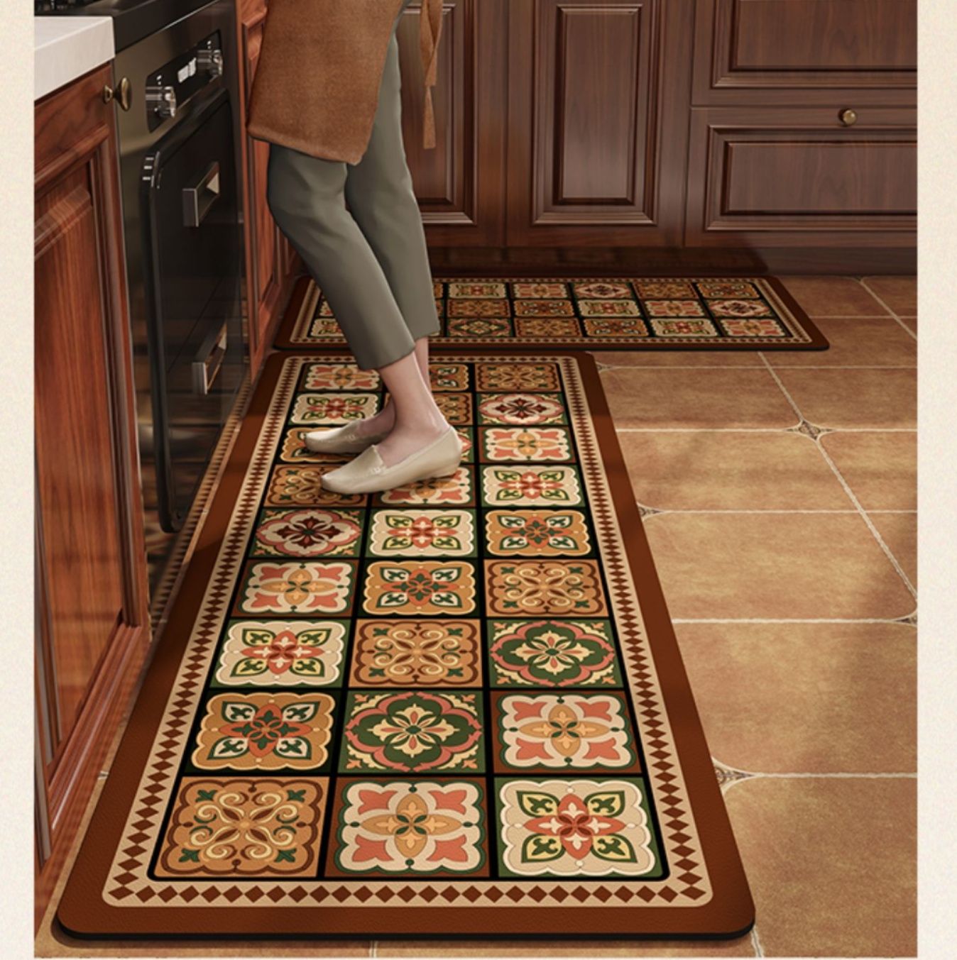 アメリカンヴィンテージの防滑吸水キッチンマット｜手洗い可能で清潔長持ち