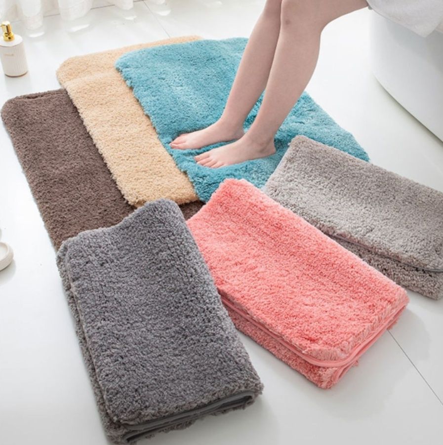 ふわふわ吸水速乾キッチンマット滑り止め付きでずれない深灰色40×60cm