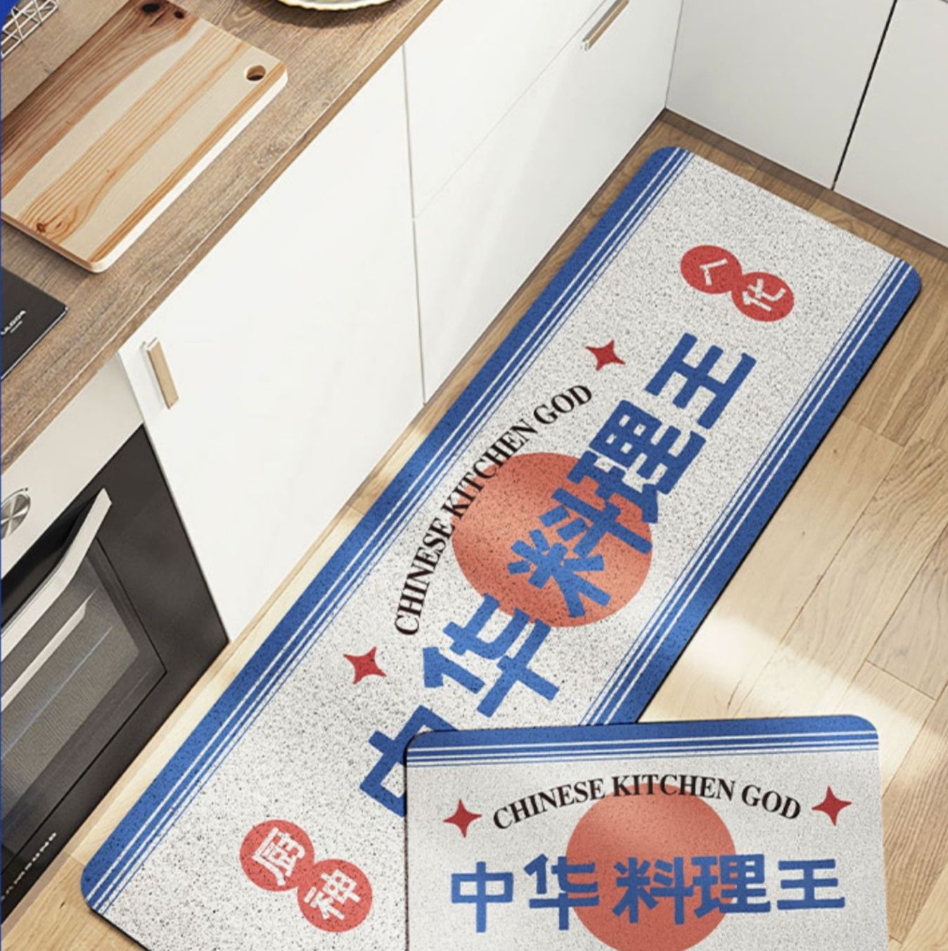 PVC素材で拭き取り簡単！防水防滑のおしゃれキッチンマット洗濯可能