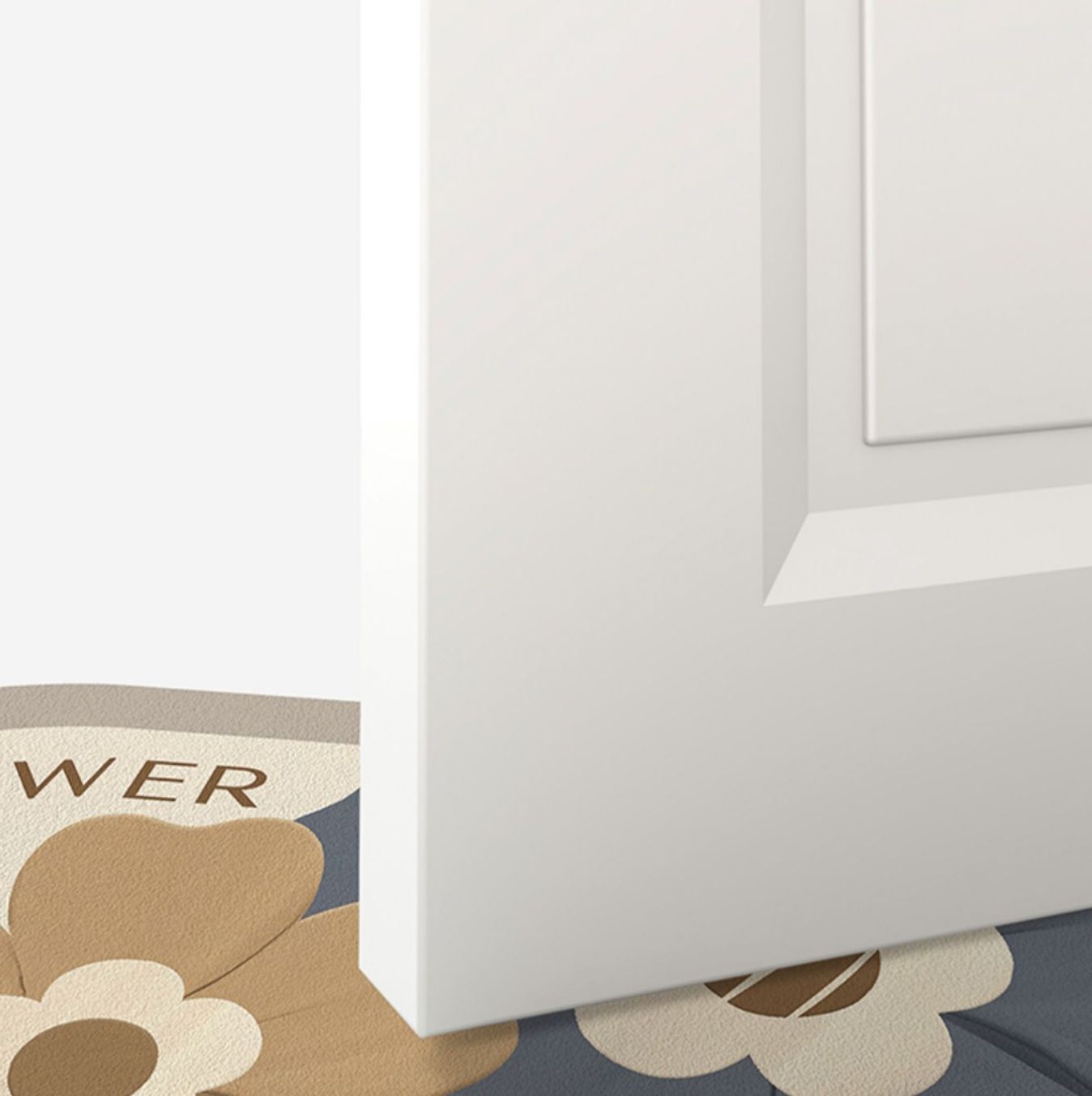 吸水性抜群！滑り止め付きで洗える北欧風花柄キッチンマット