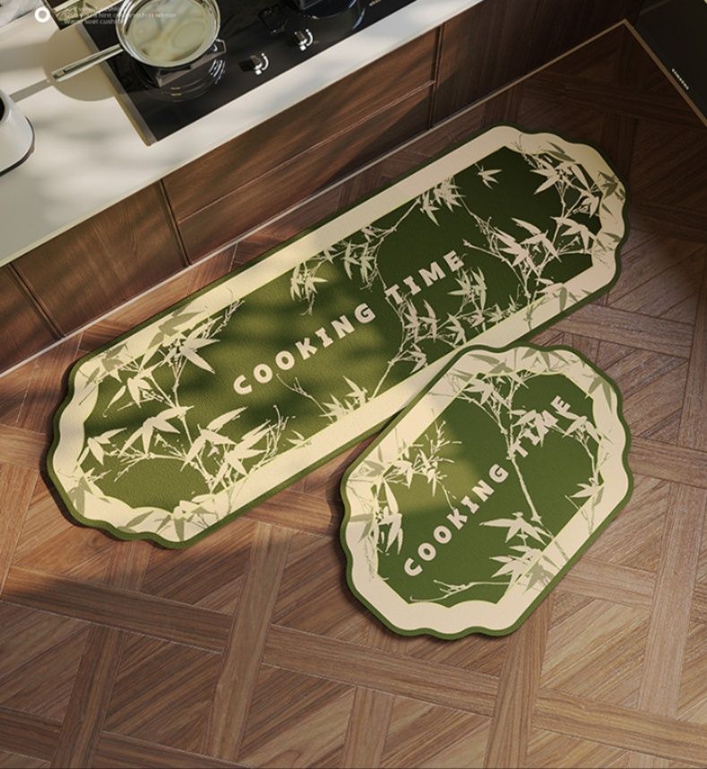 赤色がおしゃれに映える北欧風デザインの多サイズキッチンマット