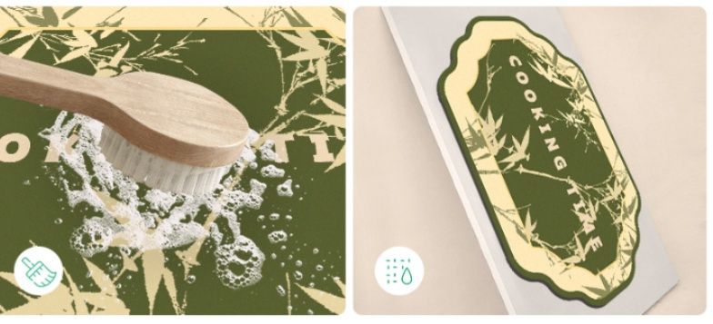 赤色がおしゃれに映える北欧風デザインの多サイズキッチンマット