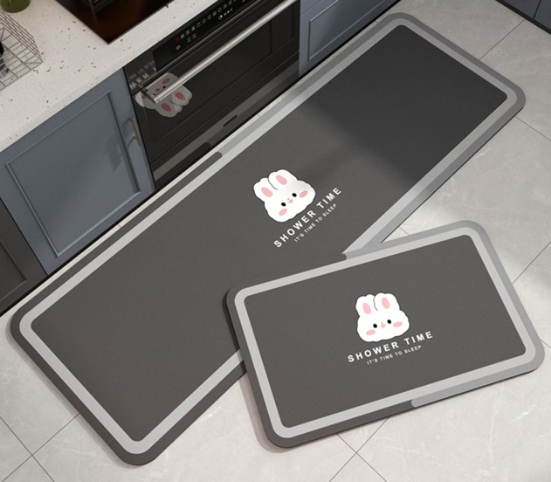 北欧風の上品な植物柄で揃う多サイズ対応の防滑キッチンマット