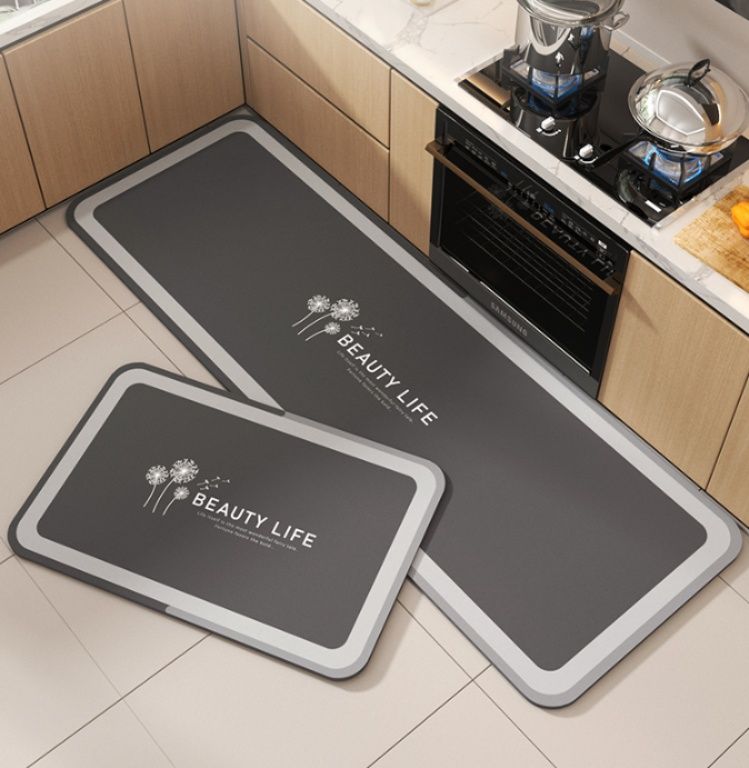 北欧風の上品な植物柄で揃う多サイズ対応の防滑キッチンマット