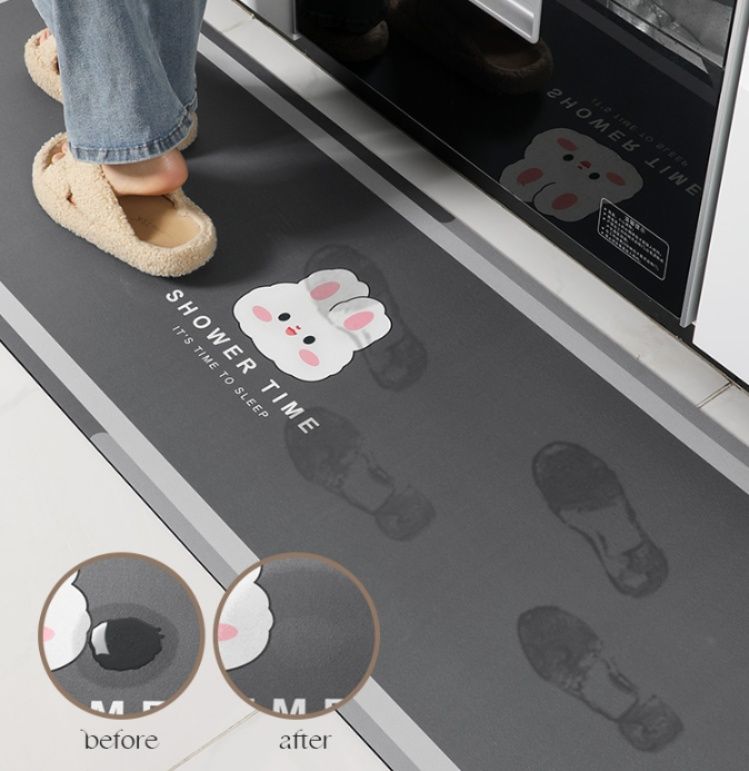 北欧風の上品な植物柄で揃う多サイズ対応の防滑キッチンマット