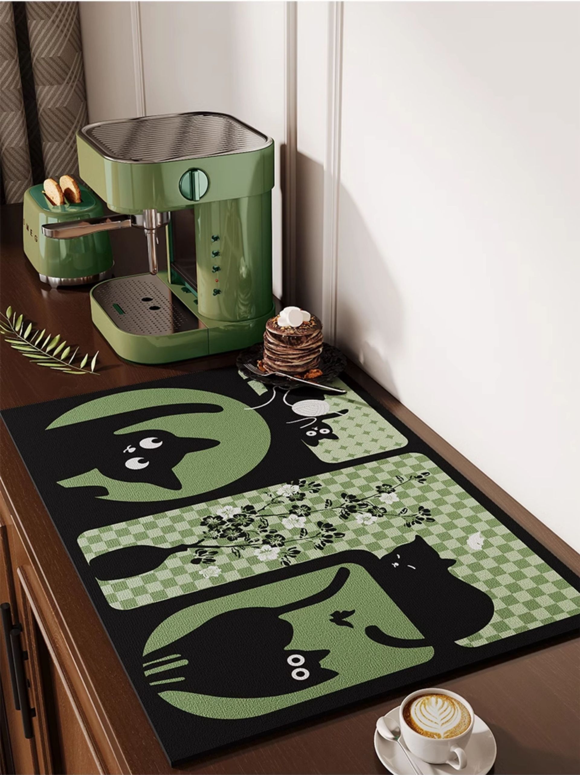 安全・無甲醛で安心！北欧風の透明感溢れるおしゃれキッチンマット