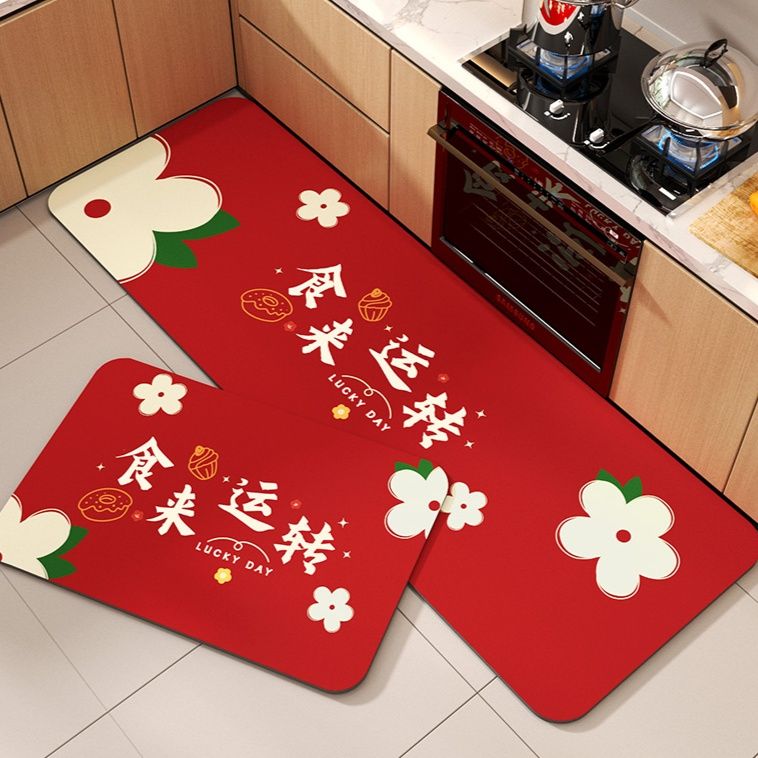 厚手3.5mm！洗える滑り止めキッチンマット 多サイズ対応で油汚れも安心