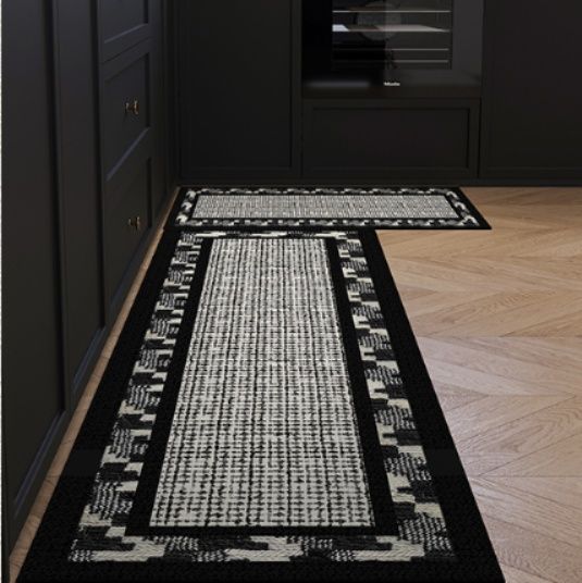 防油防滑で床暖房対応！拭けるおしゃれな北欧風幾何学模様キッチンマット