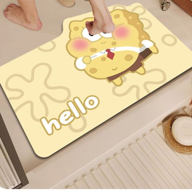 吸水速乾で滑りにくい♪可愛いカートゥーン柄北欧風キッチンマット