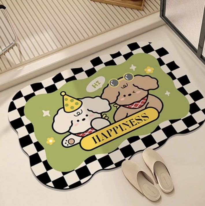 吸水速乾＆滑り止め付きで安心！キャラクター柄が楽しいキッチンマット