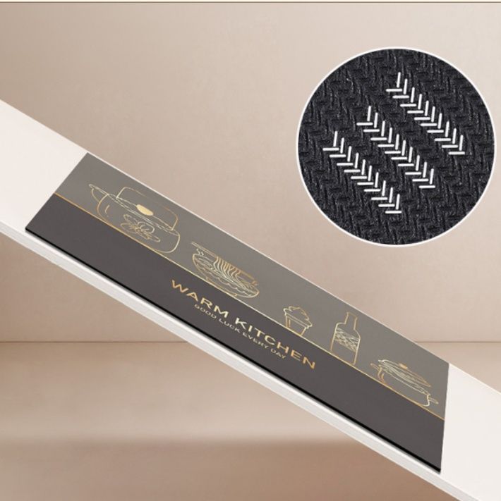 透明PVC製で拭き取り簡単！L字型対応の滑り止めキッチンマット