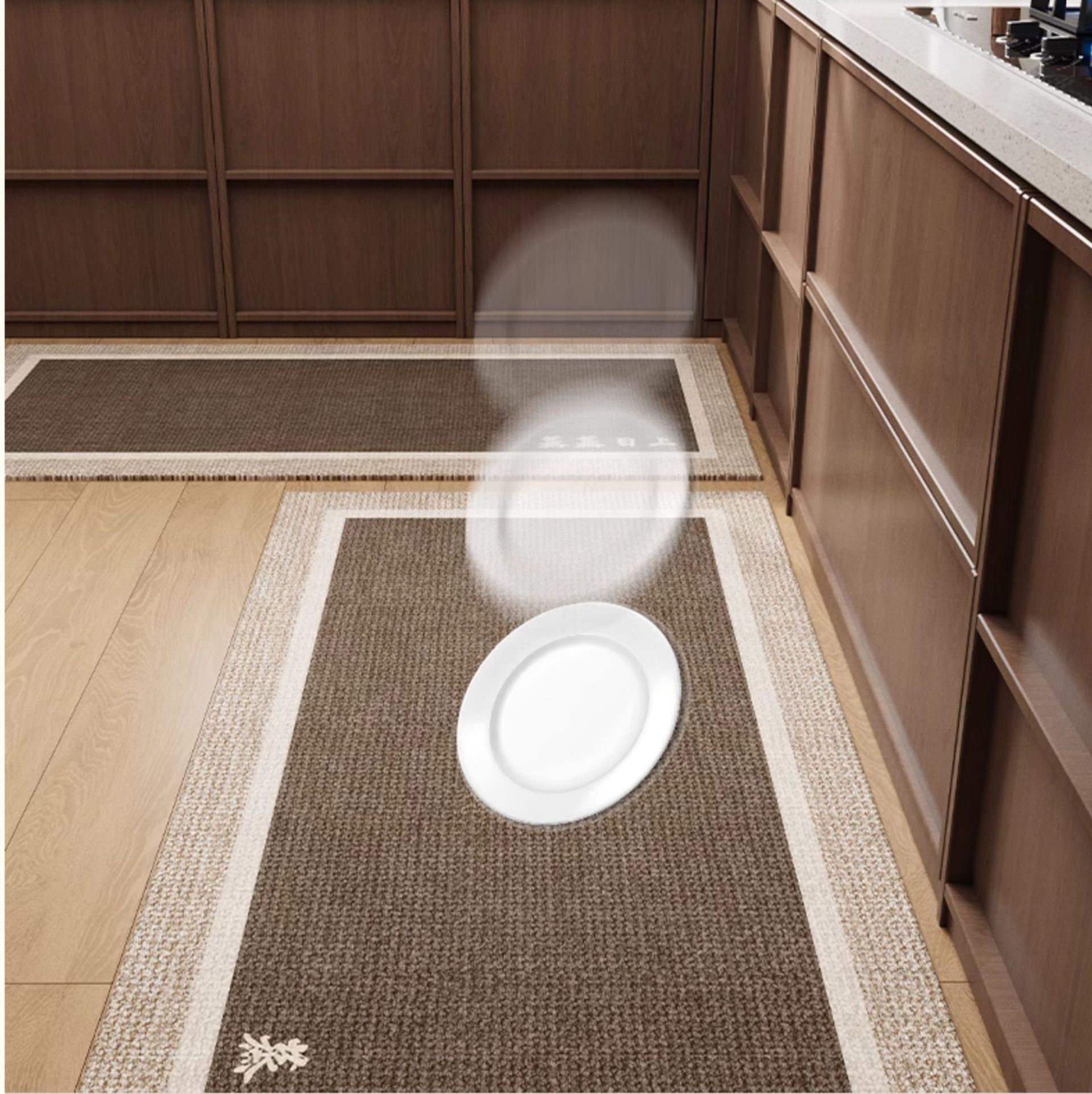 抗菌・汚れに強い高級感！滑り止め付きおしゃれキッチンマット