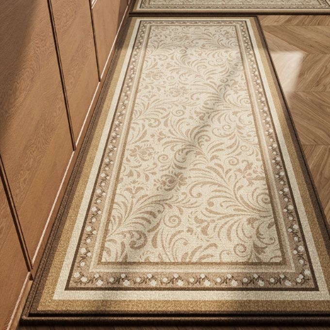 抗菌防汚でおしゃれ！北欧風花柄の洗える滑り止めキッチンマット