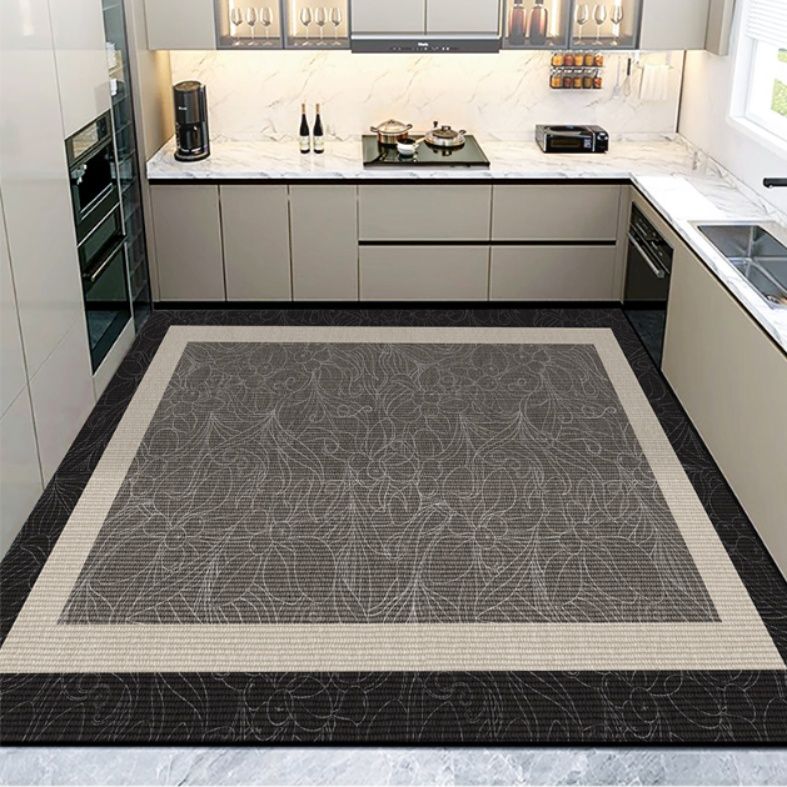 拭ける素材で油汚れもサッと落ちる！滑り止め付きL字型キッチンマット