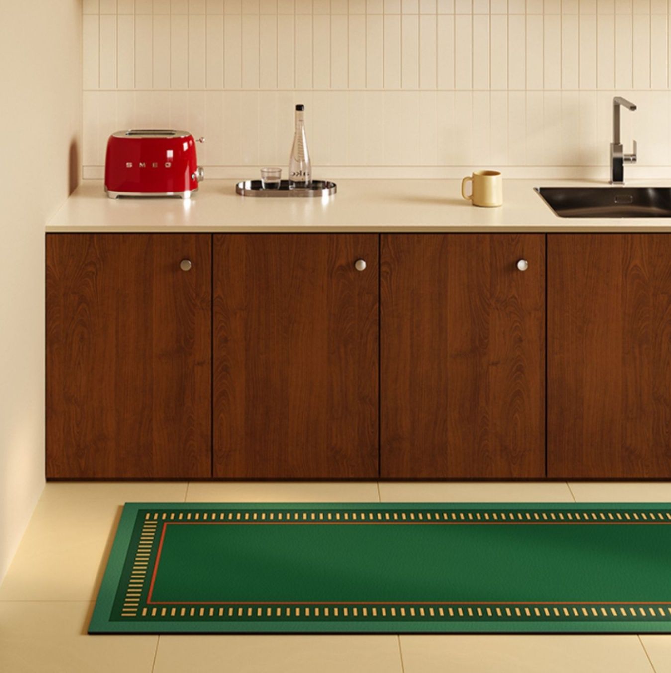 吸水＆防滑で快適！おしゃれなモダンデザインのキッチンマット