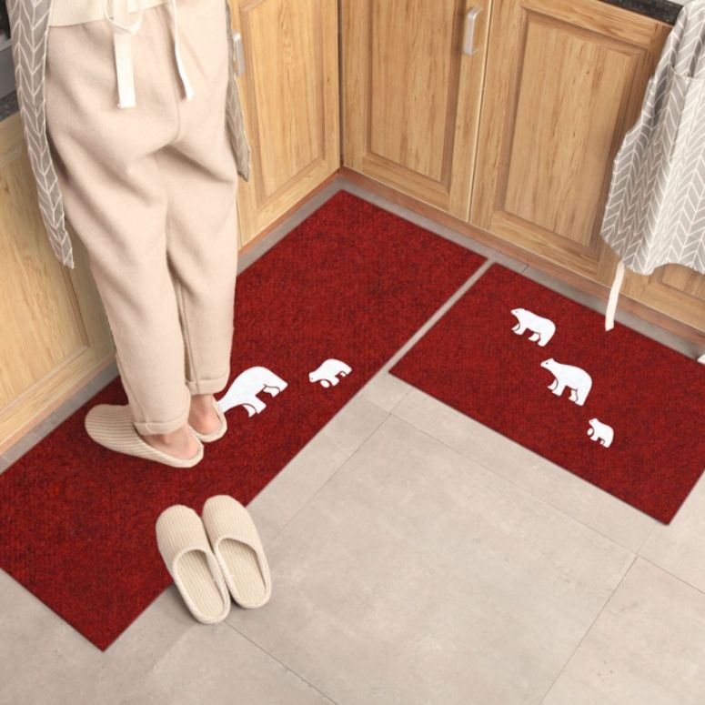 防滑性抜群で洗える花柄キッチンマット 吸水性に優れたおしゃれなデザイン