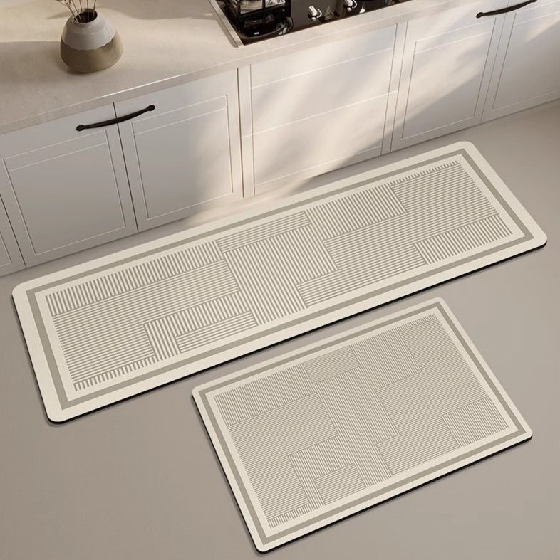 防水防油で吸水性抜群！滑り止め付きで手洗い可能な北欧風キッチンマット