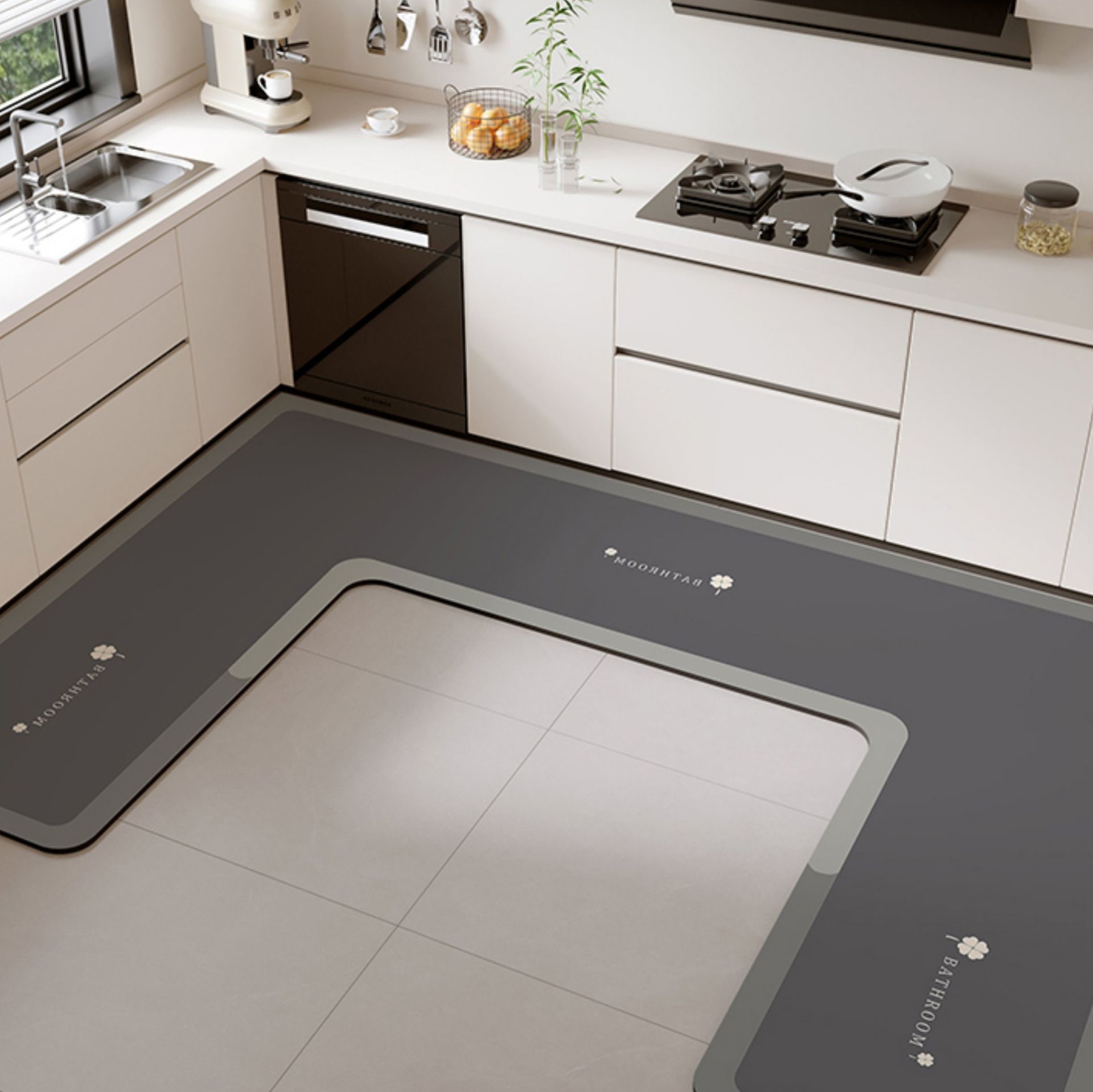 珪藻土で抗汚・防油！滑り止め付きで洗えるおしゃれキッチンマット