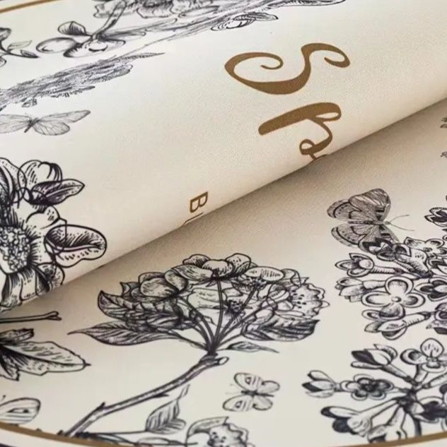 アメリカンヴィンテージ風植物花柄のキッチンマット！珪藻土で吸水抜群滑り止め付き